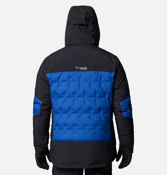 Men Columbia Wild Card™ IV Hooded Waterproof Down Ski Jackets Blue / Black | US-BTOHNX-762