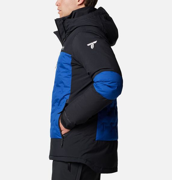 Men Columbia Wild Card™ IV Hooded Waterproof Down Ski Jackets Blue / Black | US-BTOHNX-762