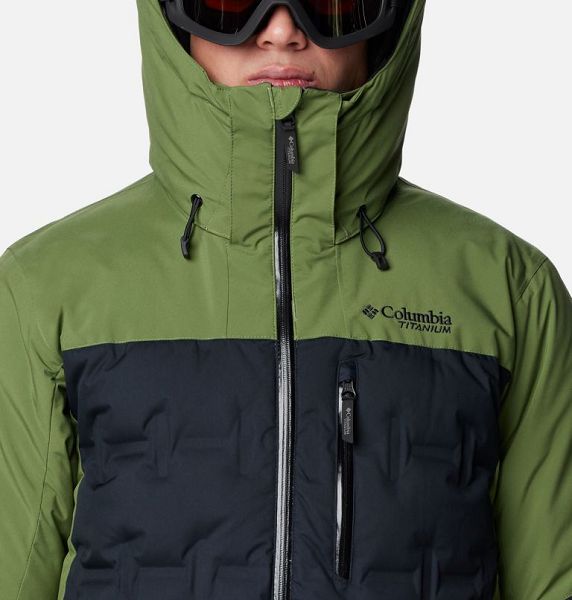 Men Columbia Wild Card™ IV Hooded Waterproof Down Ski Jackets Black | US-WXRHFN-286