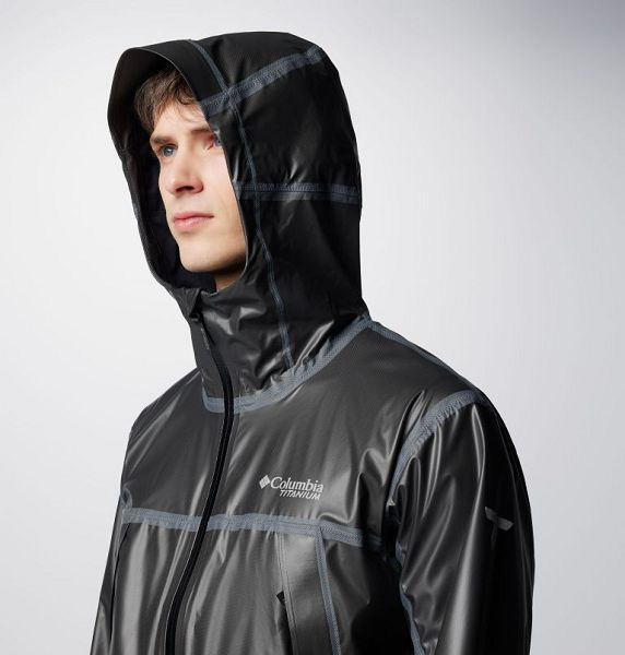 Men Columbia Wyldwood™ Waterproof Hiking Shell Jackets Black | US-IXZAPM-654