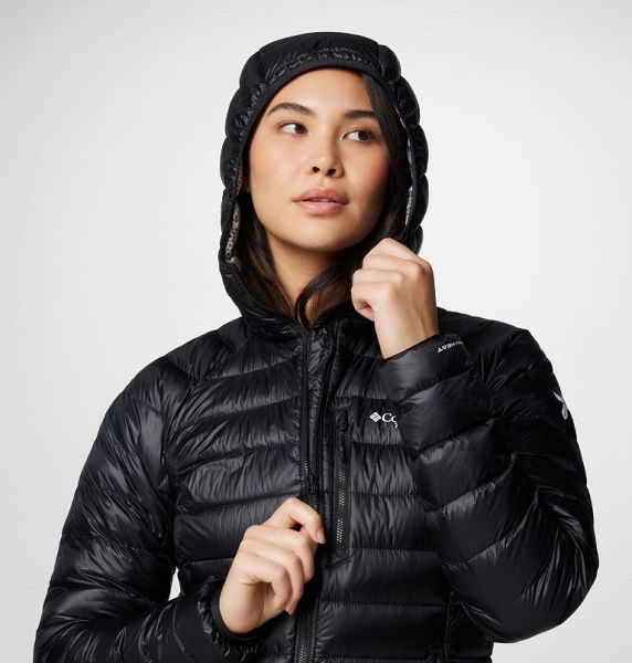 Women Columbia Arctic Crest™ Hooded Down Jackets Black | US-RMNFHI-598