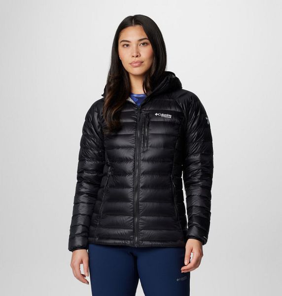 Women Columbia Arctic Crest™ Hooded Down Jackets Black | US-RMNFHI-598