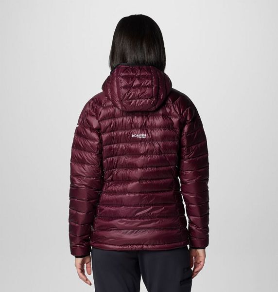 Women Columbia Arctic Crest™ Hooded Down Jackets Burgundy | US-RAFSOG-871