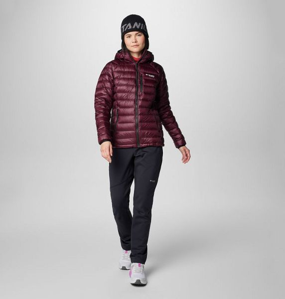 Women Columbia Arctic Crest™ Hooded Down Jackets Burgundy | US-RAFSOG-871