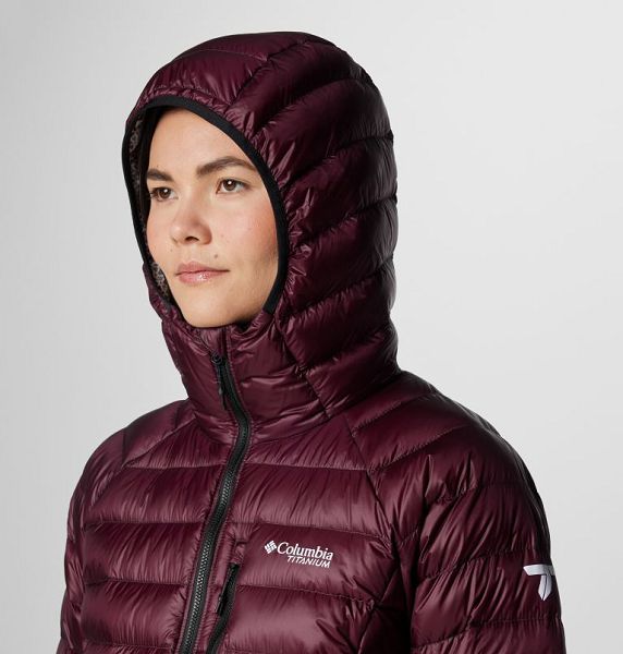 Women Columbia Arctic Crest™ Hooded Down Jackets Burgundy | US-RAFSOG-871