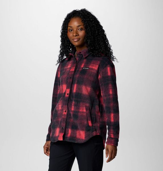 Women Columbia Benton Springs™ Fleece Shirt Jackets Black / Red | US-BRFAEK-476