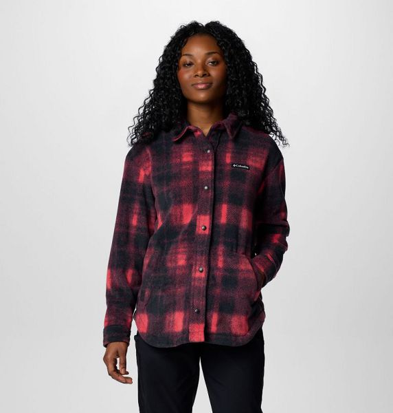 Women Columbia Benton Springs™ Fleece Shirt Jackets Black / Red | US-BRFAEK-476