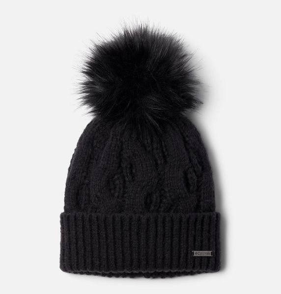 Women Columbia Boundless Days™ Cable Knit Pom Beanie Black | US-UFEZCM-405