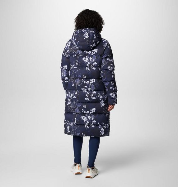 Women Columbia Boundless Days™ Printed Long Down Jackets Navy | US-HVTUPJ-857