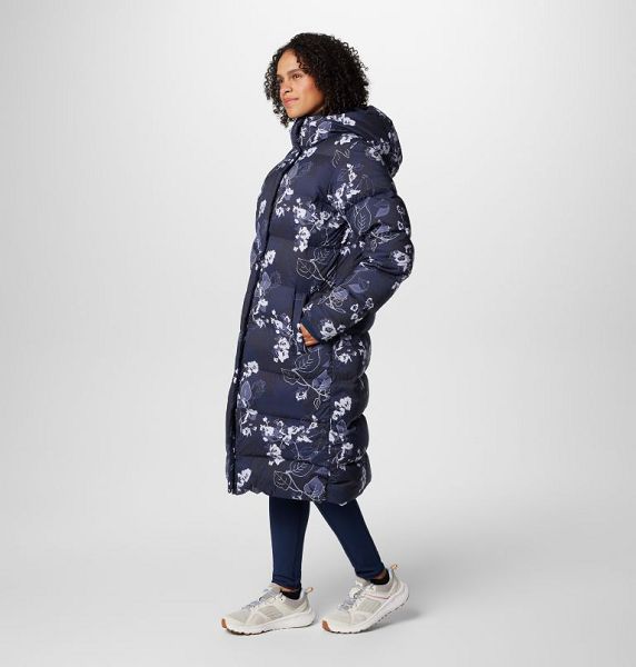 Women Columbia Boundless Days™ Printed Long Down Jackets Navy | US-HVTUPJ-857