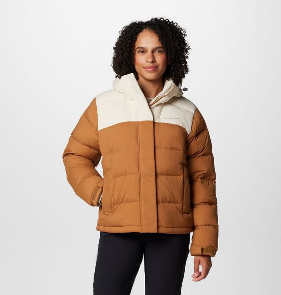 Women Columbia Bulo Point™ III Hooded Down Puffer Jacket Brown / Dark Grey | US-UVNWFS-473