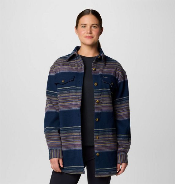 Women Columbia Calico Basin™ Mid Shirt Jackets Navy Stripes | US-ZSBYNJ-795