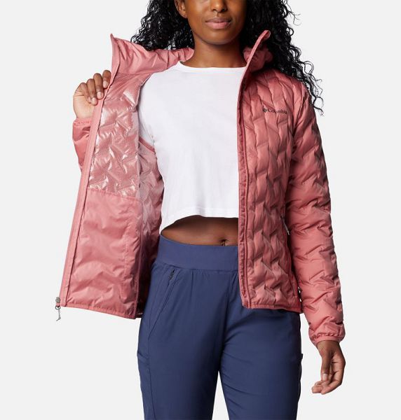 Women Columbia Delta Ridge™ II Hooded Down Jackets Pink | US-BMQHUX-907