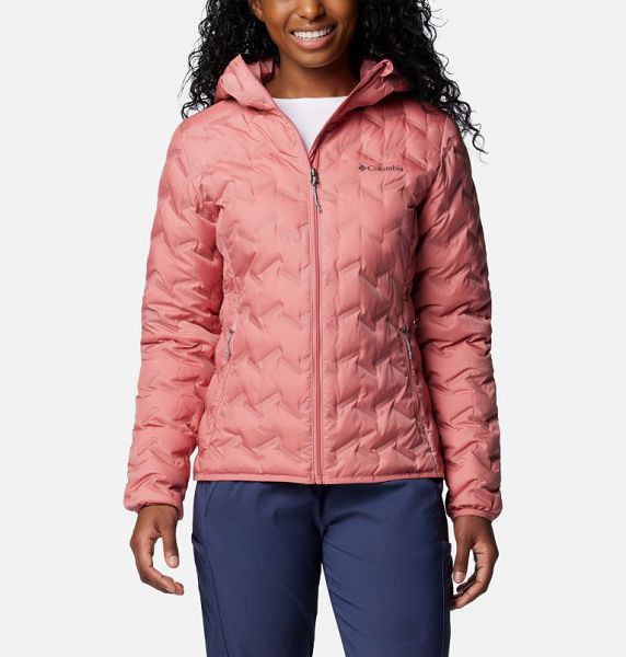 Women Columbia Delta Ridge™ II Hooded Down Jackets Pink | US-BMQHUX-907