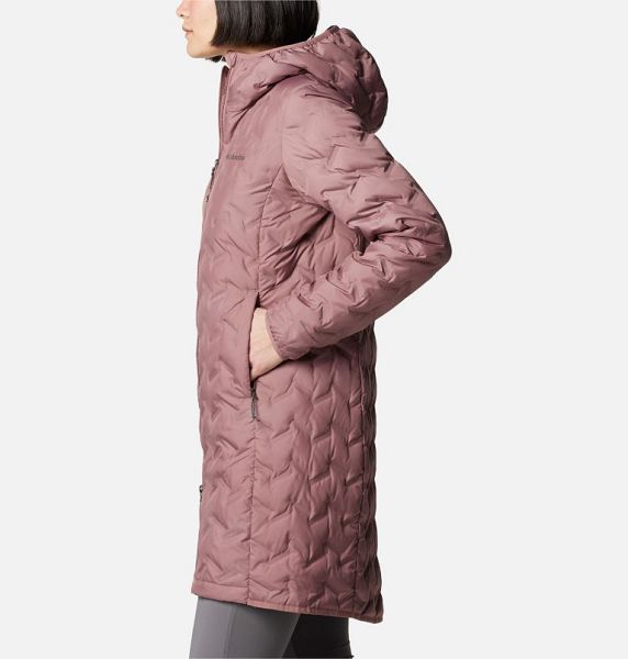 Women Columbia Delta Ridge™ II Hooded Long Down Puffer Jacket Coral | US-PRLKCH-792