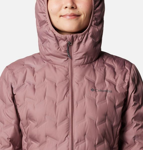 Women Columbia Delta Ridge™ II Hooded Long Down Puffer Jacket Coral | US-PRLKCH-792