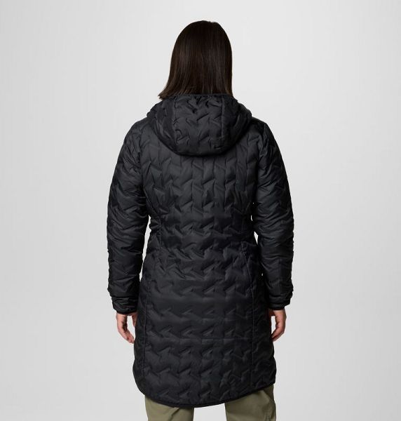 Women Columbia Delta Ridge™ II Hooded Long Down Puffer Jacket Black | US-ATEPHO-809