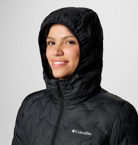 Women Columbia Delta Ridge™ II Hooded Long Down Puffer Jacket Black | US-ATEPHO-809