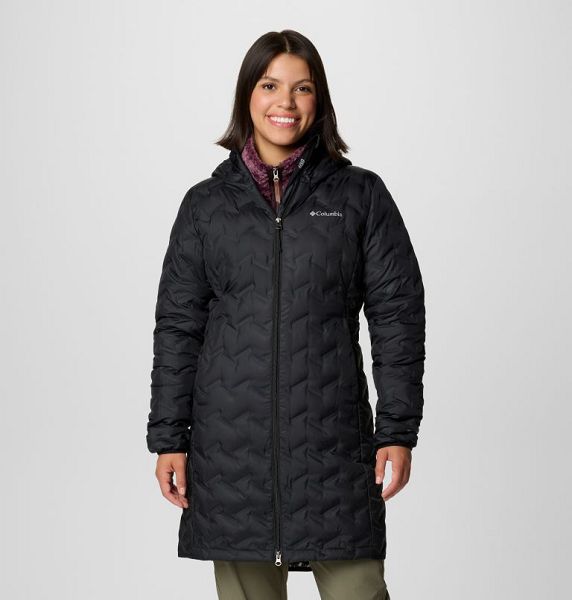 Women Columbia Delta Ridge™ II Hooded Long Down Puffer Jacket Black | US-ATEPHO-809