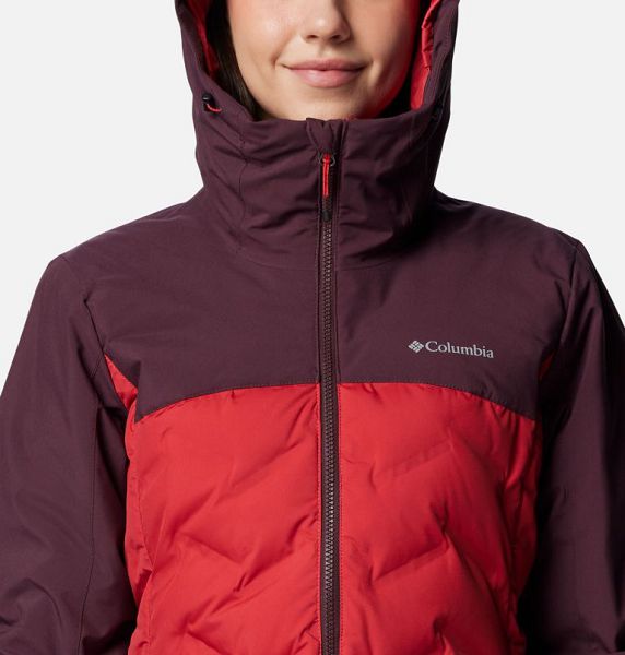 Women Columbia Grand Trek™ III Waterproof Hooded Down Jackets Burgundy / Red | US-RBSIEN-905