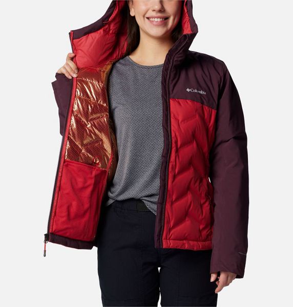 Women Columbia Grand Trek™ III Waterproof Hooded Down Jackets Burgundy / Red | US-RBSIEN-905