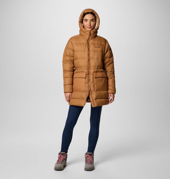 Women Columbia Harmony Falls™ Hooded Mid Down Jackets Brown | US-RPJIXF-418