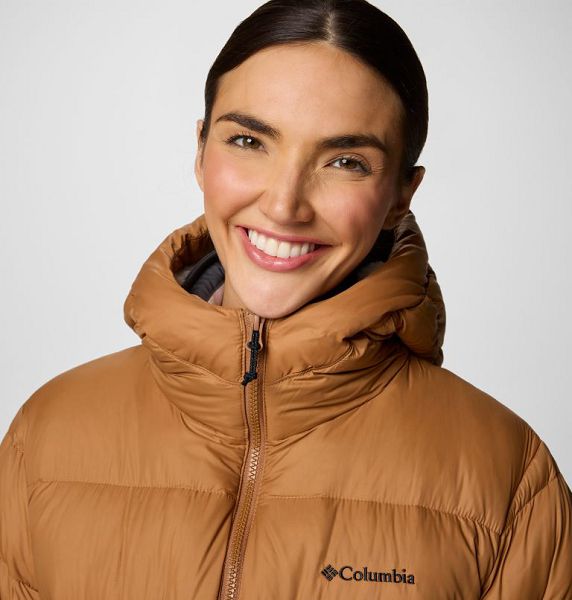 Women Columbia Harmony Falls™ Hooded Mid Down Jackets Brown | US-RPJIXF-418