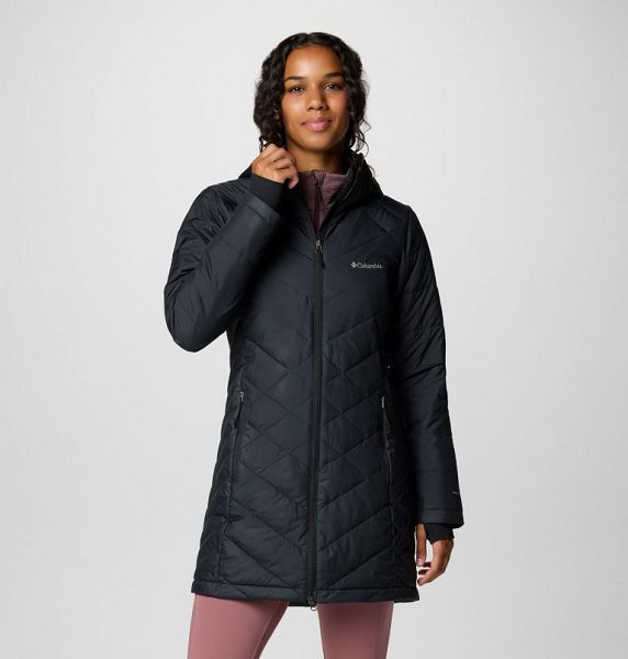 Women Columbia Heavenly™ Long Hooded Insulated Jackets Black | US-QJRKSO-426