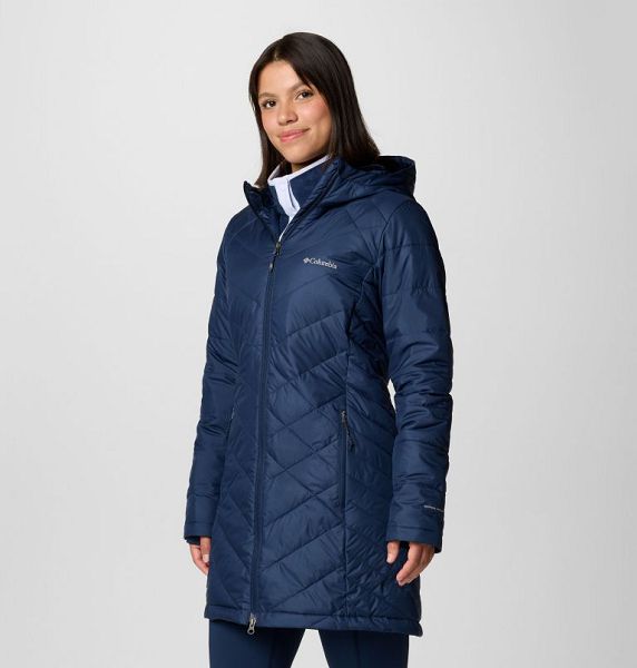 Women Columbia Heavenly™ Long Hooded Insulated Jackets Navy | US-OIARTG-372