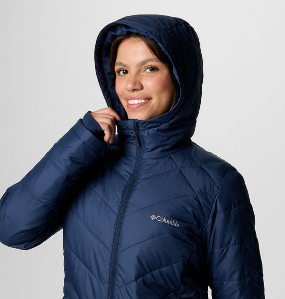 Women Columbia Heavenly™ Long Hooded Insulated Jackets Navy | US-OIARTG-372