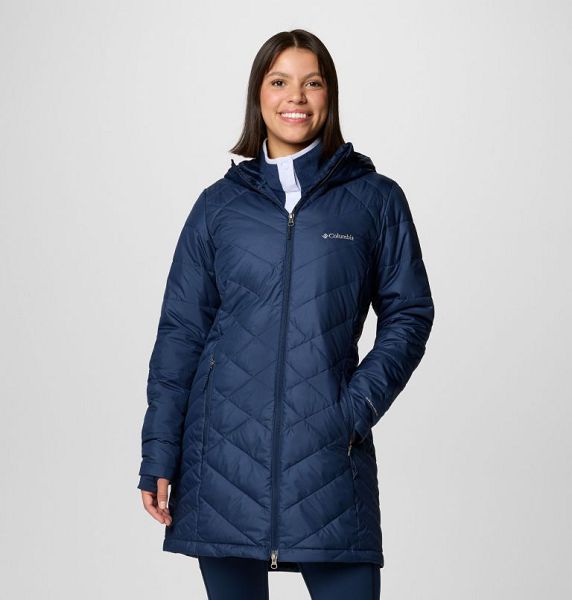 Women Columbia Heavenly™ Long Hooded Insulated Jackets Navy | US-OIARTG-372