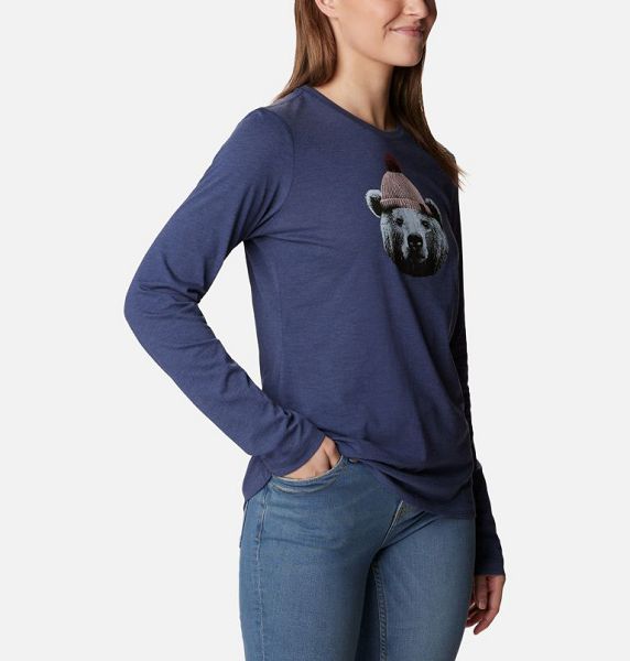 Women Columbia Hidden Haven™ LS T-Shirt Navy | US-KSLXWA-681