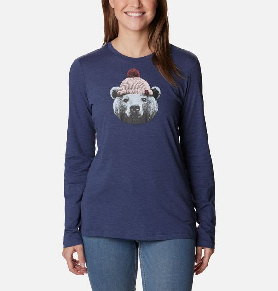 Women Columbia Hidden Haven™ LS T-Shirt Navy | US-KSLXWA-681