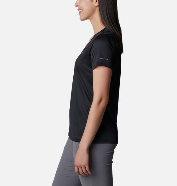 Women Columbia Hike™ V-Neck Technical T-Shirt Black | US-BWRSXU-016