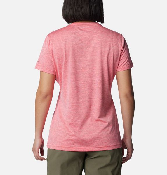 Women Columbia Hike™ V-Neck Technical T-Shirt Pink | US-FDROVW-276