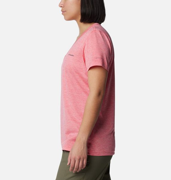 Women Columbia Hike™ V-Neck Technical T-Shirt Pink | US-FDROVW-276