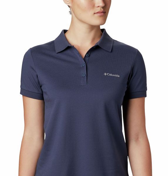 Women Columbia Lakeside Trail™ Solid Pique Polo Shirts Navy | US-WJGTCV-985