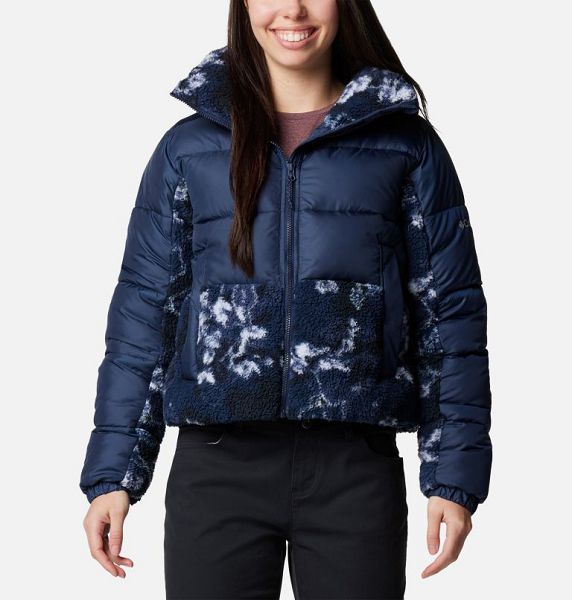 Women Columbia Leadbetter Point™ II Sherpa Printed Puffer Jacket Navy / Navy | US-FARPXZ-365