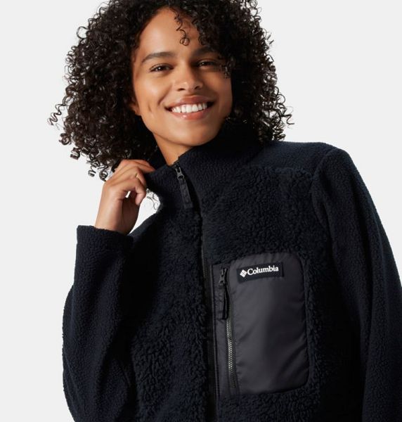 Women Columbia Lodge™ Sherpa Long Fleece Jackets Black | US-JUOAHW-812