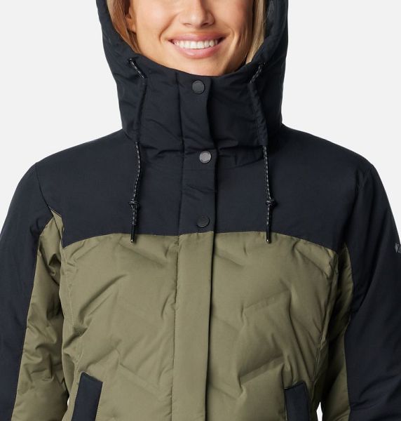 Women Columbia Mountain Croo™ III Waterproof Hooded Mid Down Jackets Grey / Green / Black | US-PRUFWL-607