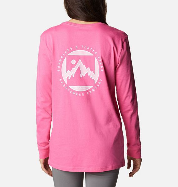 Women Columbia North Cascades™ Back Graphic Long Sleeve T-Shirt Pink | US-LGXAFD-928