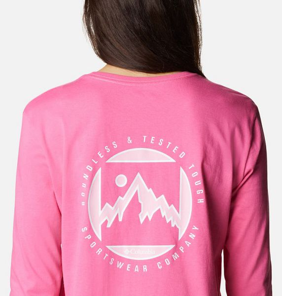 Women Columbia North Cascades™ Back Graphic Long Sleeve T-Shirt Pink | US-LGXAFD-928