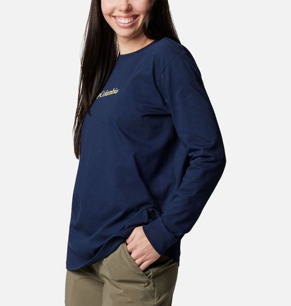 Women Columbia North Cascades™ Long Sleeve T-Shirt Navy | US-UHJBQS-068