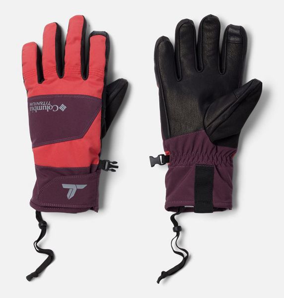 Women Columbia PowBound™ Waterproof Ski Gloves Red / Burgundy | US-TGZQAX-793