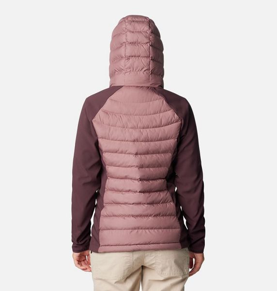 Women Columbia Powder Lite™ II Insulated Hybrid Hooded Jackets Burgundy / Coral | US-SYMIHO-792