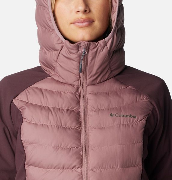 Women Columbia Powder Lite™ II Insulated Hybrid Hooded Jackets Burgundy / Coral | US-SYMIHO-792