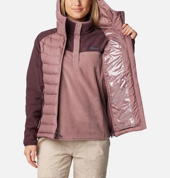 Women Columbia Powder Lite™ II Insulated Hybrid Hooded Jackets Burgundy / Coral | US-SYMIHO-792