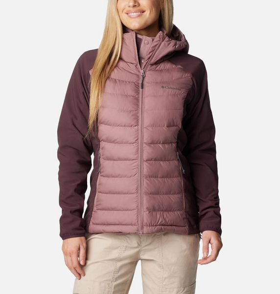 Women Columbia Powder Lite™ II Insulated Hybrid Hooded Jackets Burgundy / Coral | US-SYMIHO-792