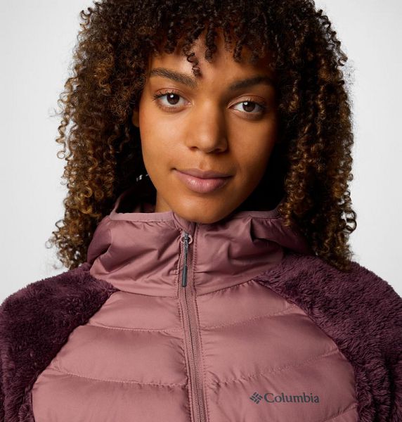 Women Columbia Powder Lite™ II Sherpa Hybrid Fleece Jackets Burgundy / Coral | US-VIQJTM-904