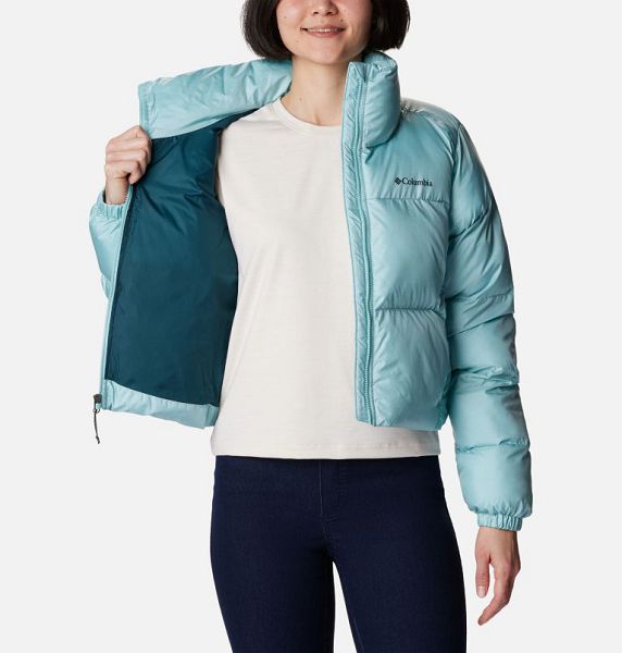 Women Columbia Puffect™ Cropped Puffer Jacket Light Turquoise | US-HTRSKW-152